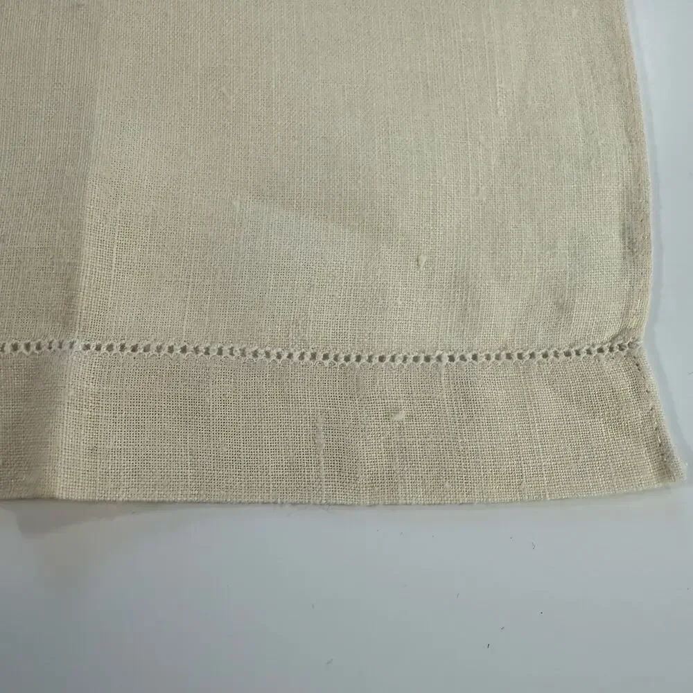 3/$20 VTG Linen Handmade Embroidered Napkin Cream Color Pine Trees Cottagecore